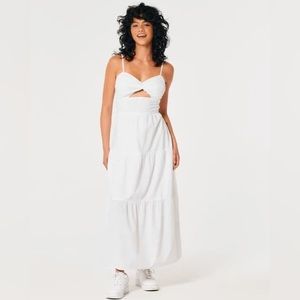 Hollister white “social tourist” eyelet cutout maxi dress